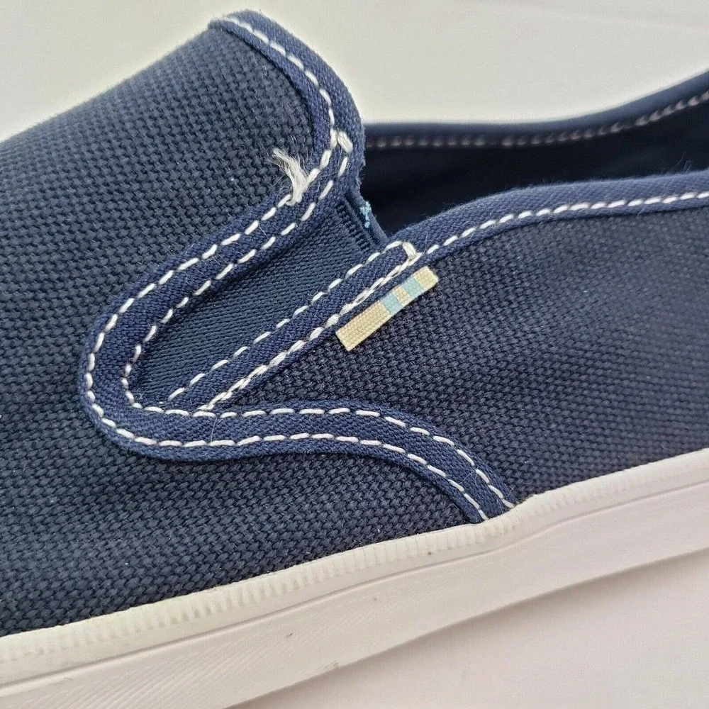 Toms Baja Classic Mens Size 9 Navy Blue Canvas Slip On Casual Loafer Shoes